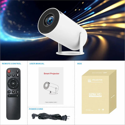 "4K Portable HD Projector - Bluetooth, WiFi6, Smart Home Cinema"